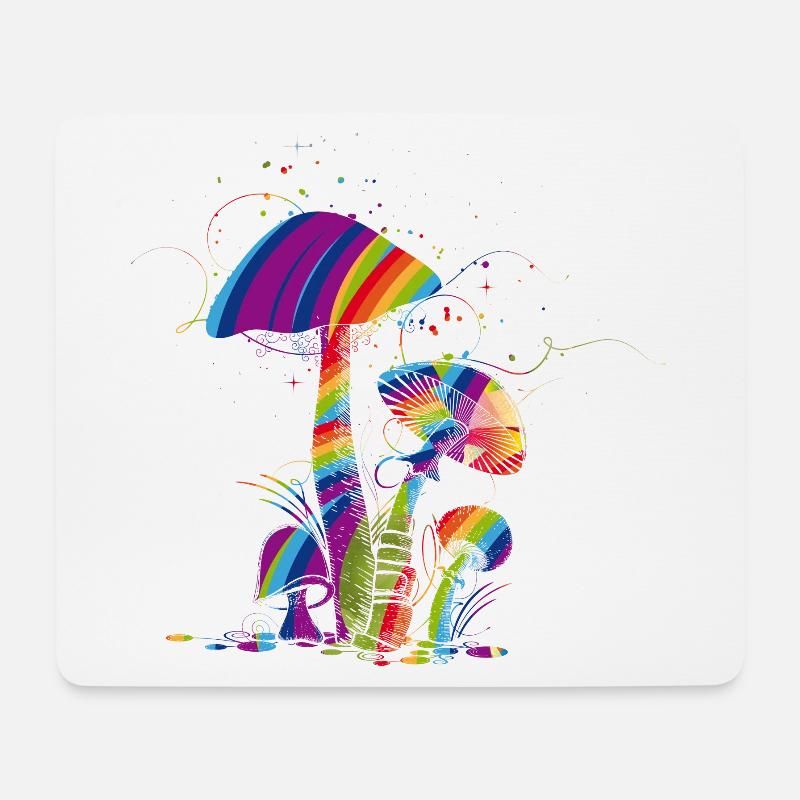 Bunte Fantasie Pilze aus fluoreszierende Farbe - Mousepad (Querformat) - Weiß