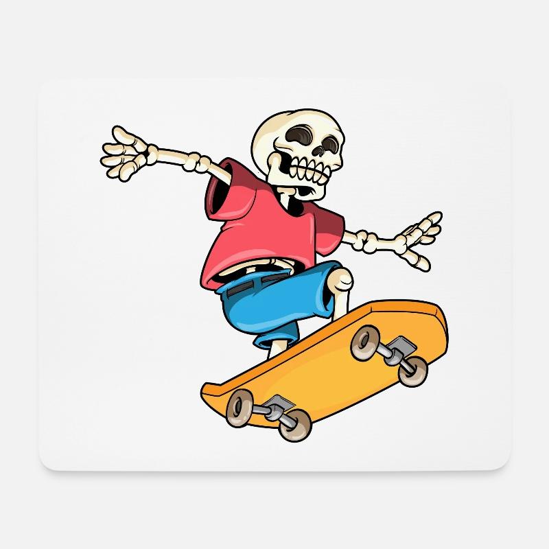Skelett Skater Skateboard - Mousepad (Querformat) - Weiß