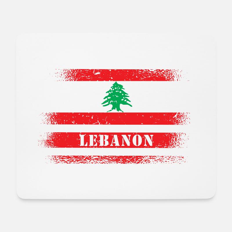 Libanon Vintage Flagge - Mousepad (Querformat) - Weiß