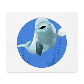 Beluga fröhlich in blauen Kreis - Mousepad (Querformat) - Weiß - Vorne