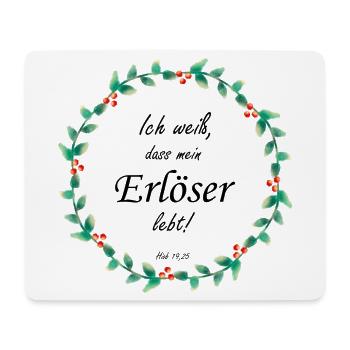 Christliches Design – Mein Erlöser lebt Hiob 19,25 - Mousepad (Querformat) - Weiß - Vorne