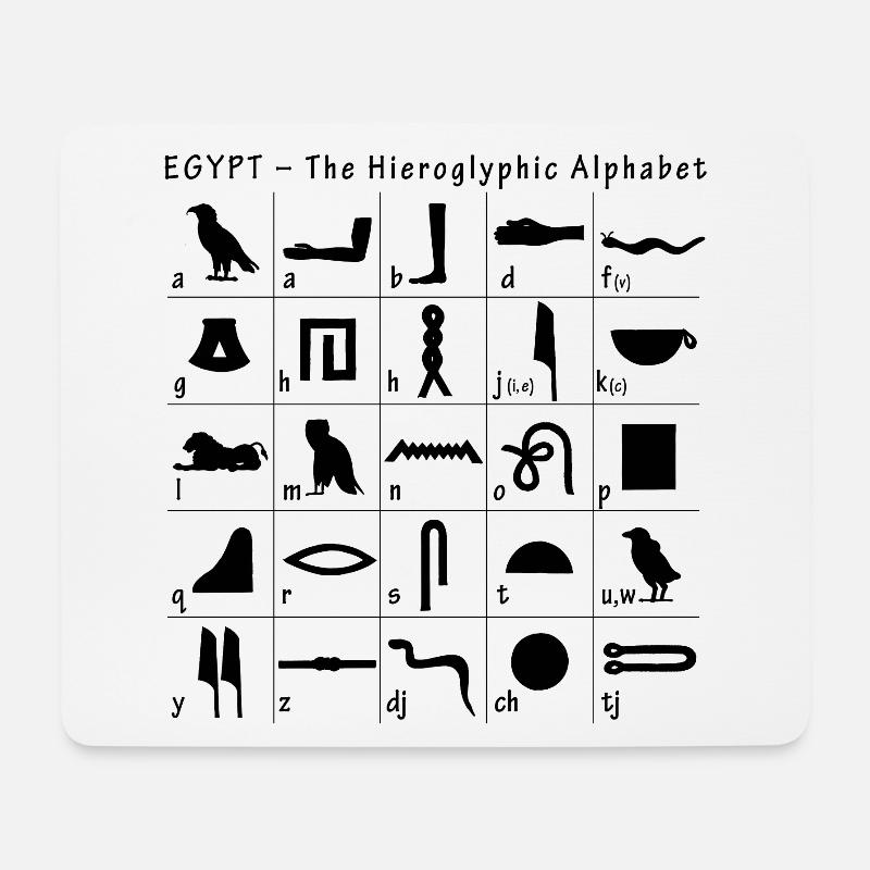 Alphabet hiéroglyphique - Tapis de souris (format paysage) - blanc