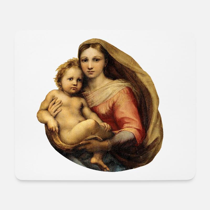 Sistine Madonna | Sixtinische Madonna | Raffael - Mousepad (Querformat) - Weiß