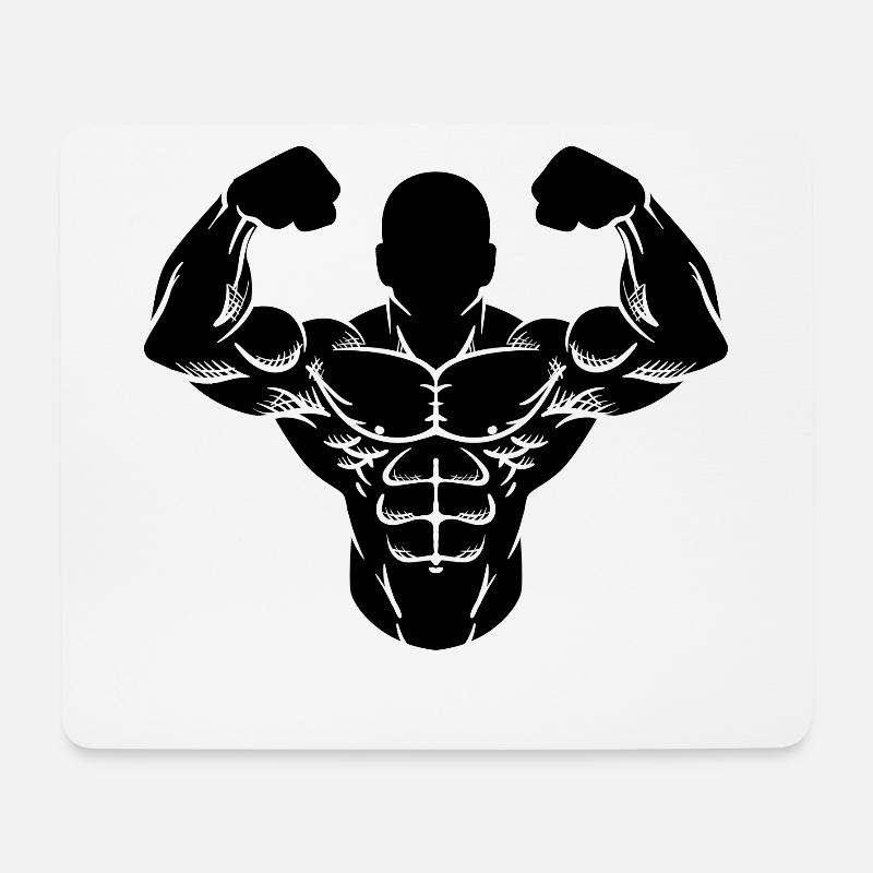 Muskelmann Bodybuilder Fitnessstudio Workout Gym - Mousepad (Querformat) - Weiß