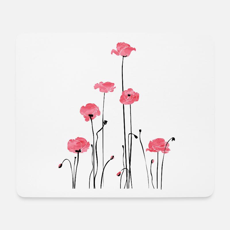 Aquarellierte Mohnblumen für feminine Mode - Mousepad (Querformat) - Weiß