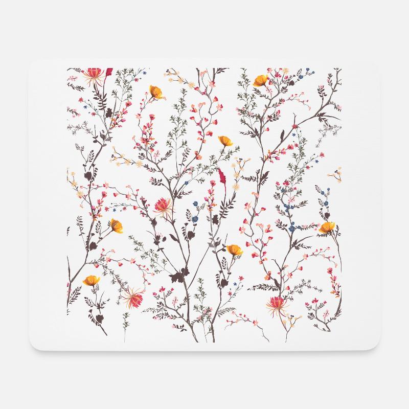 Floral Nightfall Bloom on Black - Mouse Pad (horizontal) - white