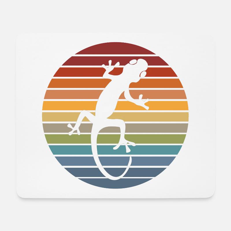 Gecko Silhouette Retro Echse Tier Reptil Geschenk - Mousepad (Querformat) - Weiß