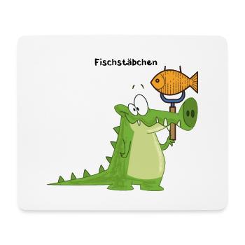 Krokodil Fischstäbchen mit Wort - Mousepad (Querformat) - Weiß - Vorne