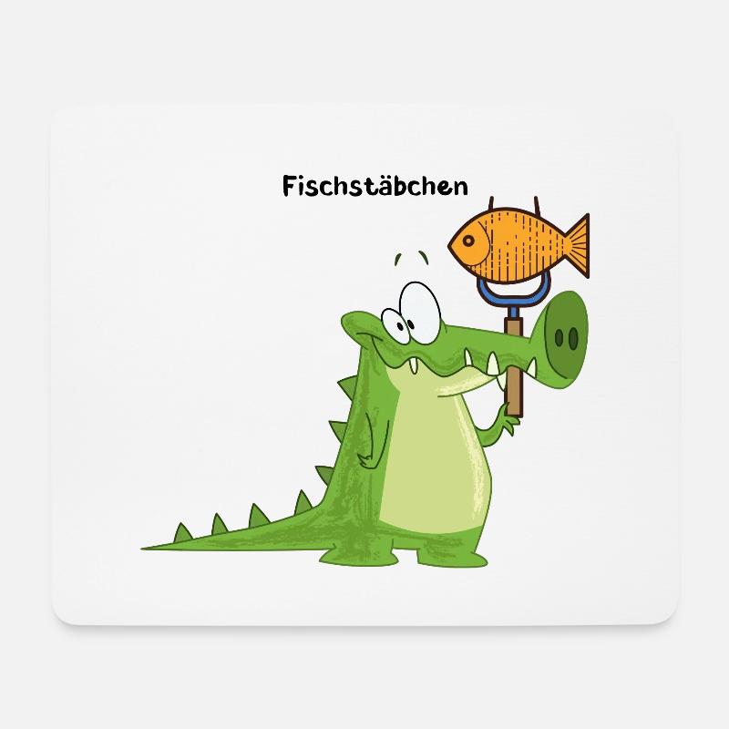 Krokodil Fischstäbchen mit Wort - Mousepad (Querformat) - Weiß