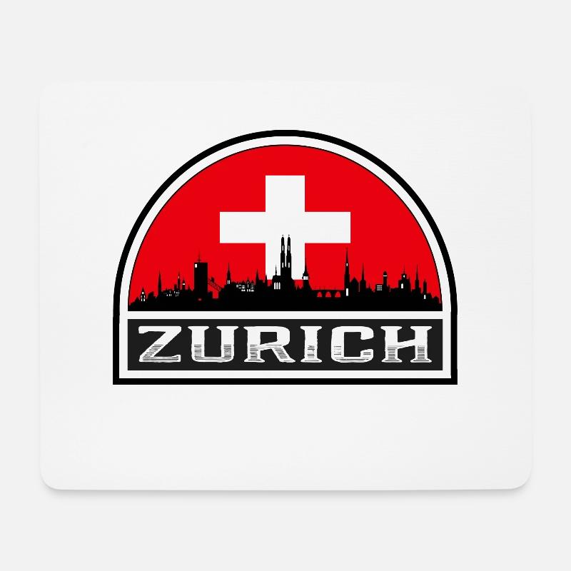 Zürich Schweiz Skyline Silhouette Schweizer Flagge T. - Mousepad (Querformat) - Weiß