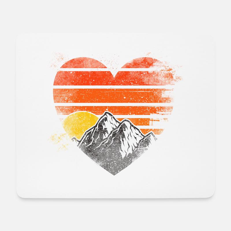 Berge Herz - Mousepad (Querformat) - Weiß