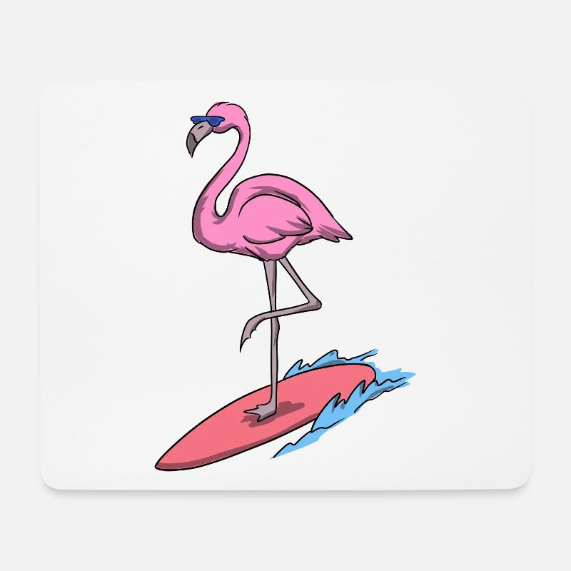 Cool Flamingo Surfen Urlaub Sommer Sonne Ferien - Mousepad (Querformat) - Weiß
