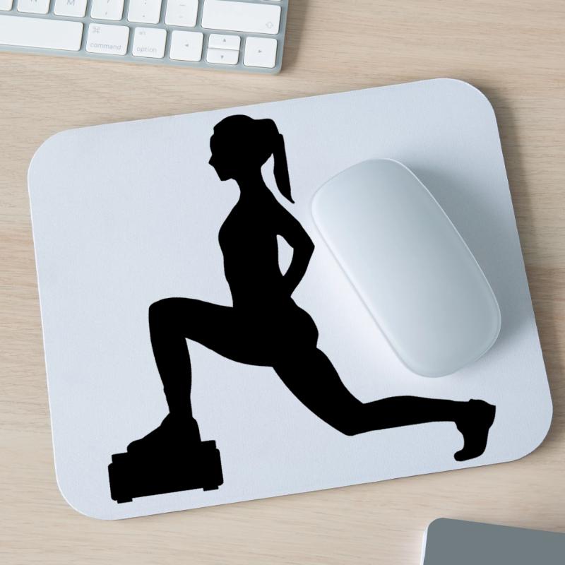 Mädchen oder Dame, die Schritte oder Aerobic macht Mousepad (Querformat)