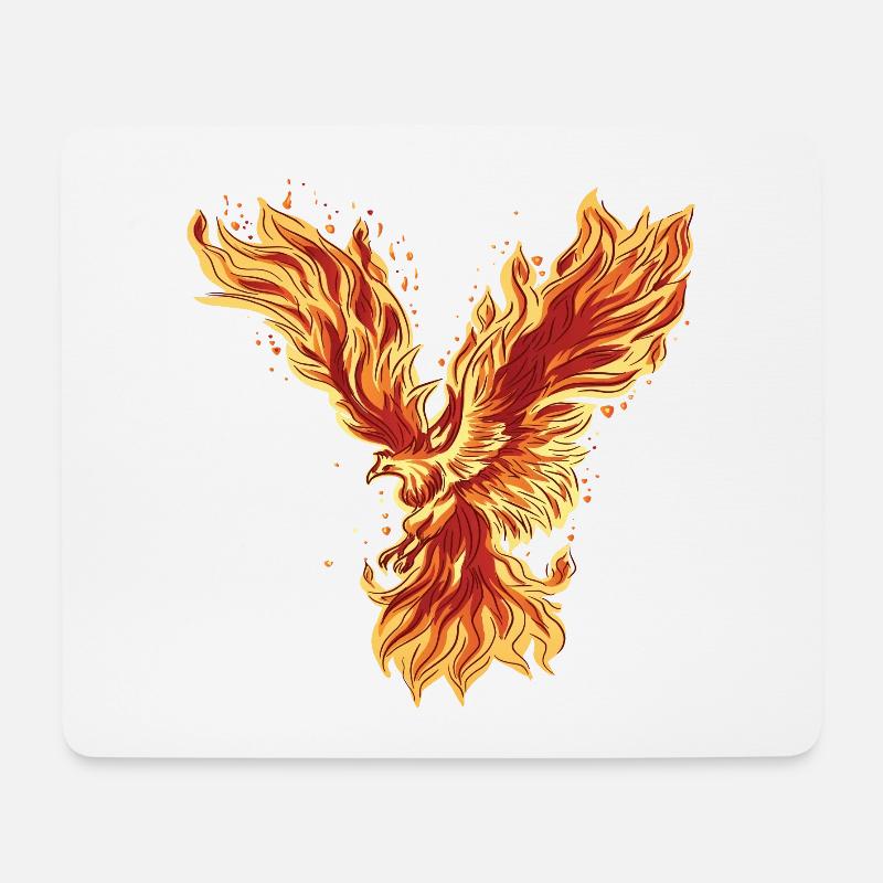 Feuriger Phoenix Mythos Design - Mousepad (Querformat) - Weiß