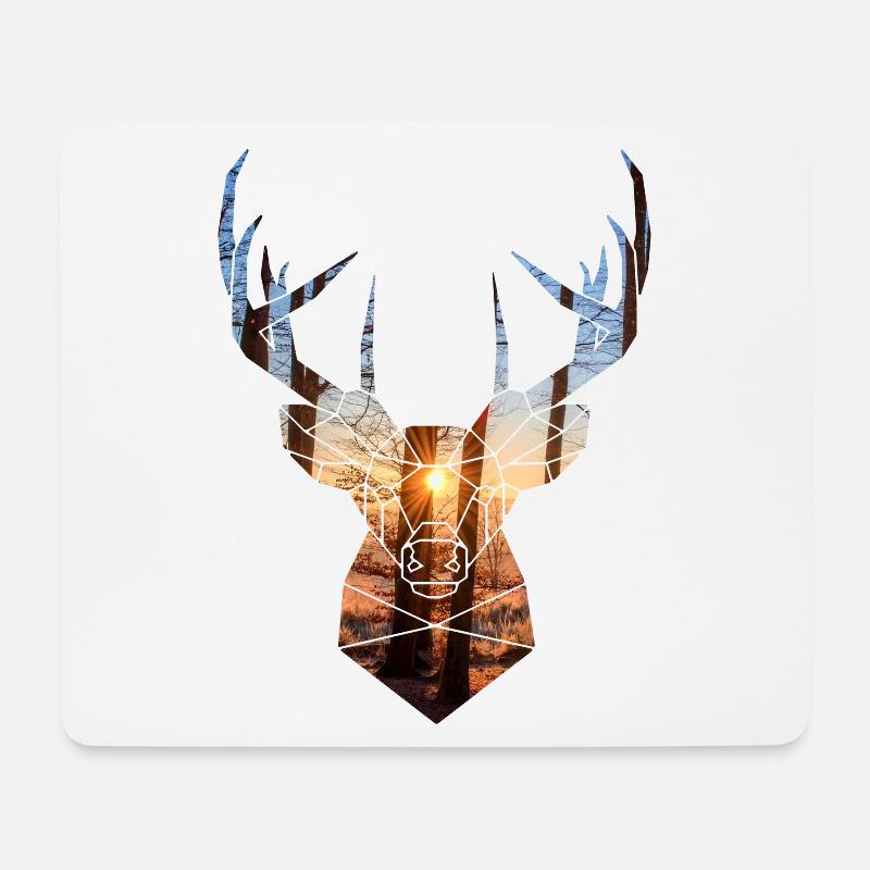 winter forest deer head and sun - Mouse Pad (horizontal) - white