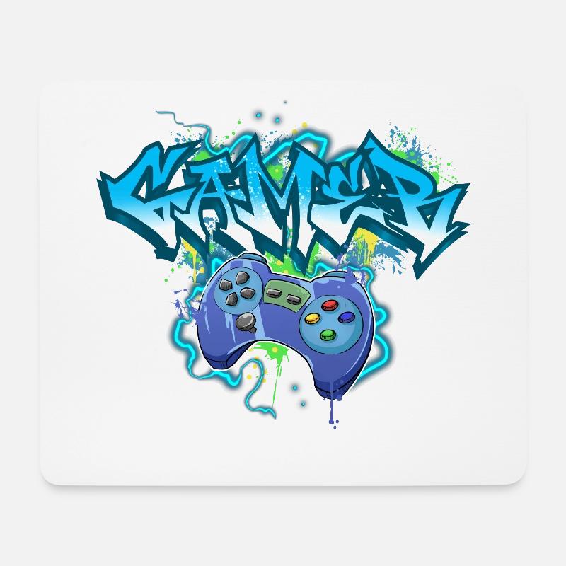 Gamer Gaming Graffiti - Mousepad (Querformat) - Weiß