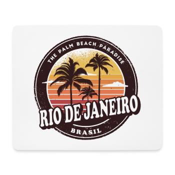 Rio de Janeiro Brésil Vintage Beach Design - Tapis de souris (format paysage) - blanc - Devant