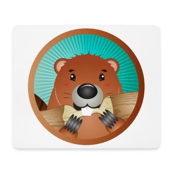 cute rodent patch - beaver nibbles on wood - Mouse Pad (horizontal) - white - Front