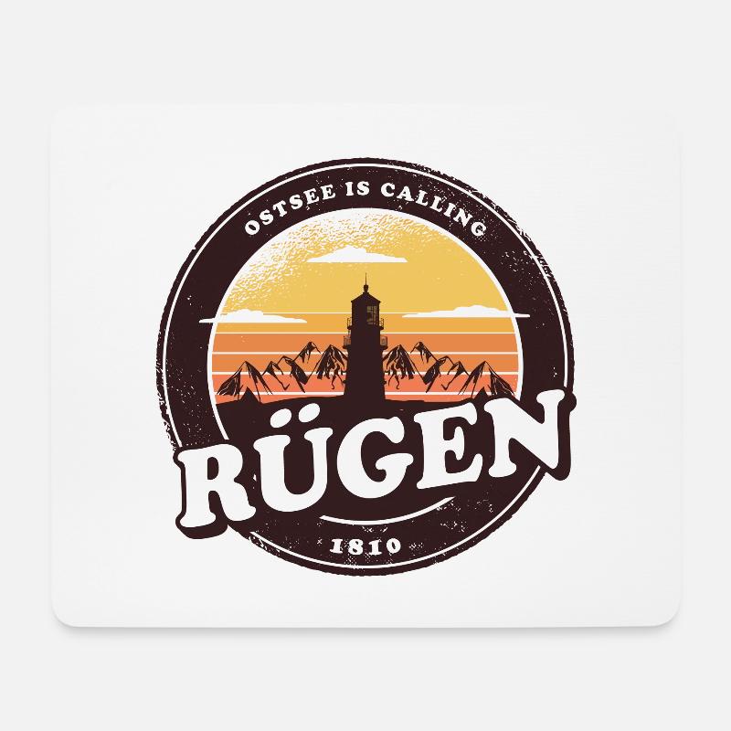 Rügen Vintage Leuchtturm Design / Geschenk - Mousepad (Querformat) - Weiß
