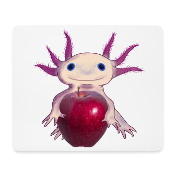 Cuddly Axolotl with Apple, Hand Drawn - Mouse Pad (horizontal) - white - Front