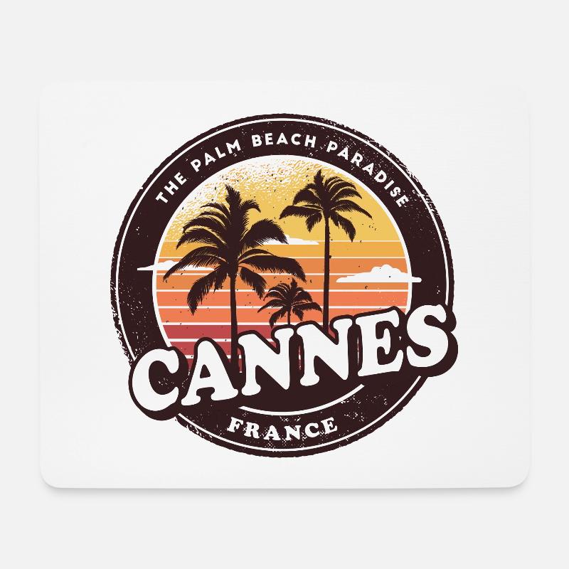 Cannes Frankreich Vintage Beach Design / Geschenk - Mousepad (Querformat) - Weiß