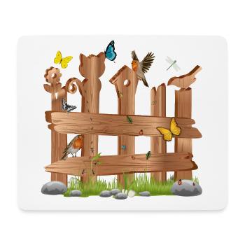 beautiful decoration wooden slats fence with figures & shapes - Mouse Pad (horizontal) - white - Front