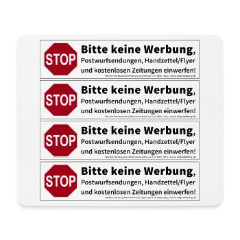 4 x Stop Bitte keine Werbung Sticker - Mousepad (Querformat) - Weiß - Vorne