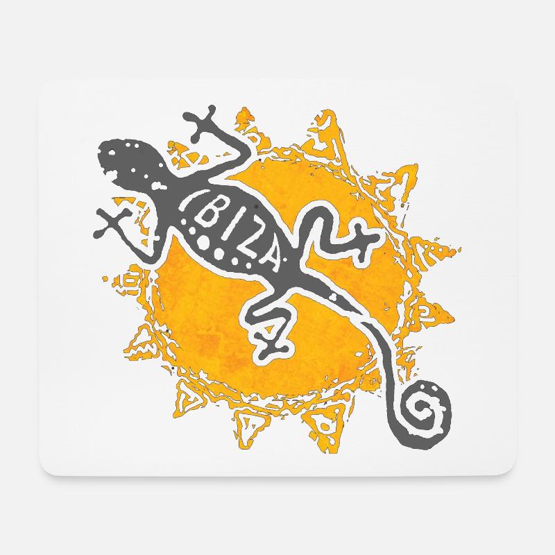 Gecko mit Ibiza Schriftzug auf Sonnenhintergrund - Mousepad (Querformat) - Weiß