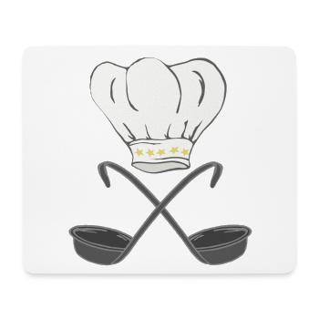 Toque de chef avec louches à soupe, cuisson - Tapis de souris (format paysage) - blanc - Devant