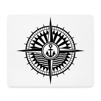 Cooler Seefahrer Kompass mit Anker und Windrose - Mousepad (Querformat) - Weiß - Vorne