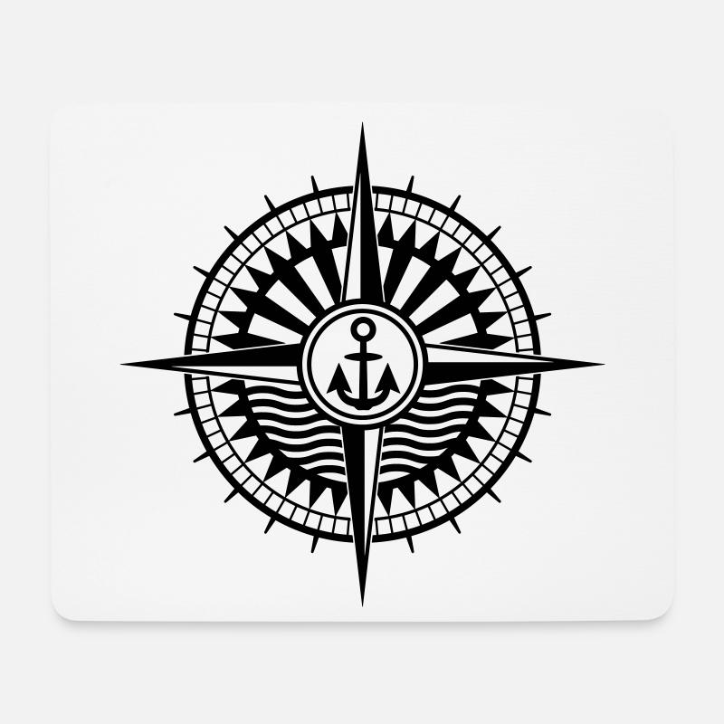 Cooler Seefahrer Kompass mit Anker und Windrose - Mousepad (Querformat) - Weiß