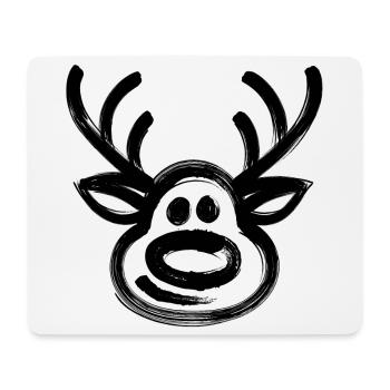 Noël Rennier visage Cerf - Tapis de souris (format paysage) - blanc - Devant