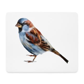 Vogel Spatz  - Mousepad (Querformat) - Weiß - Vorne