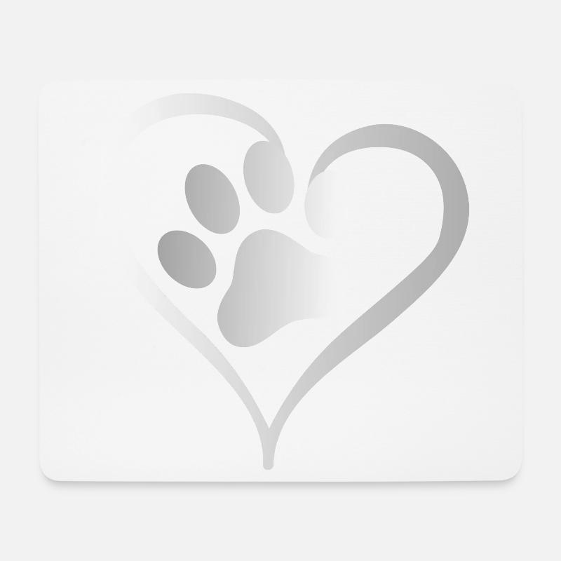 Katze mit Pfote in Herz Pfodenherz Pfotenherz - Mousepad (Querformat) - Weiß