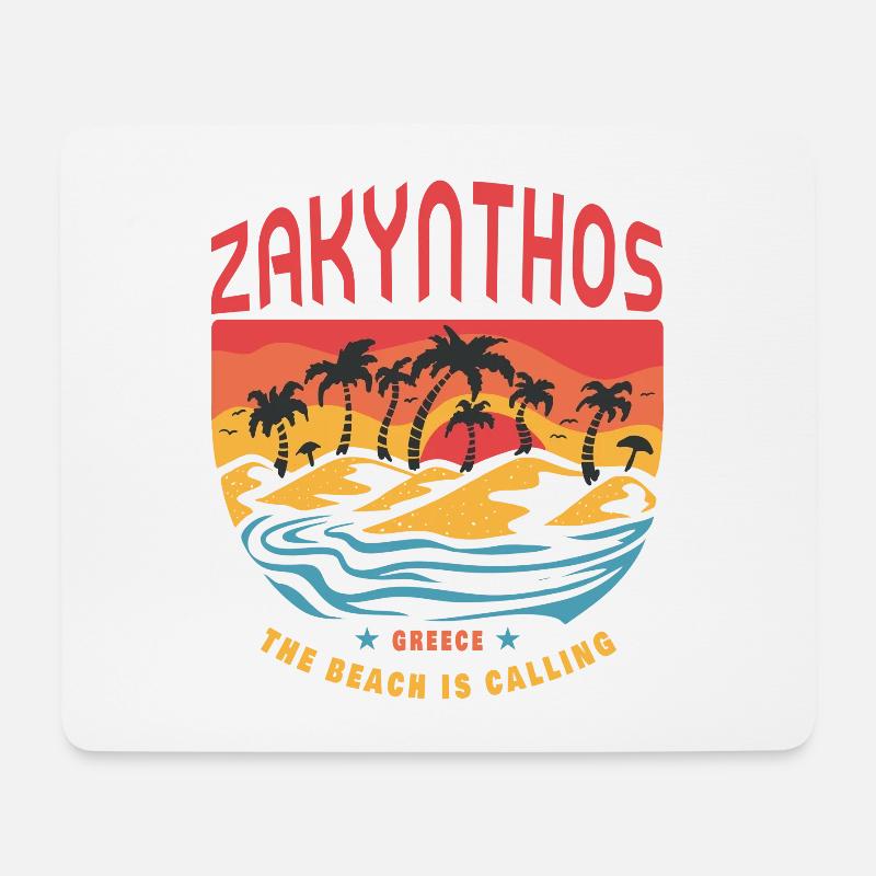 Zakynthos Griechenland Design mit Palmen - Mousepad (Querformat) - Weiß