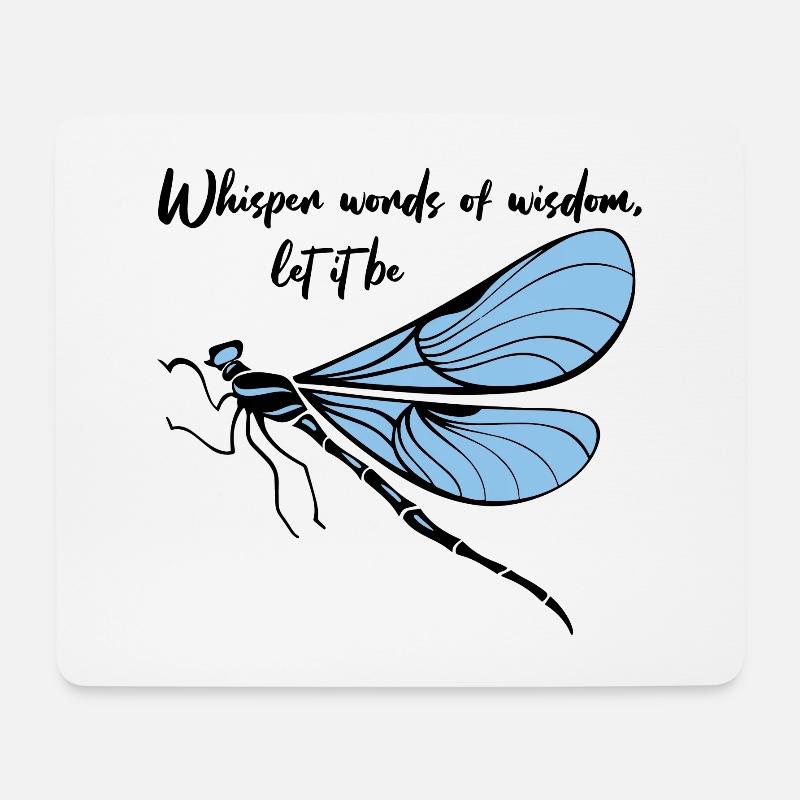 Hippie Soul Let It Be Blue Dragonflies - Mousepad (Querformat) - Weiß