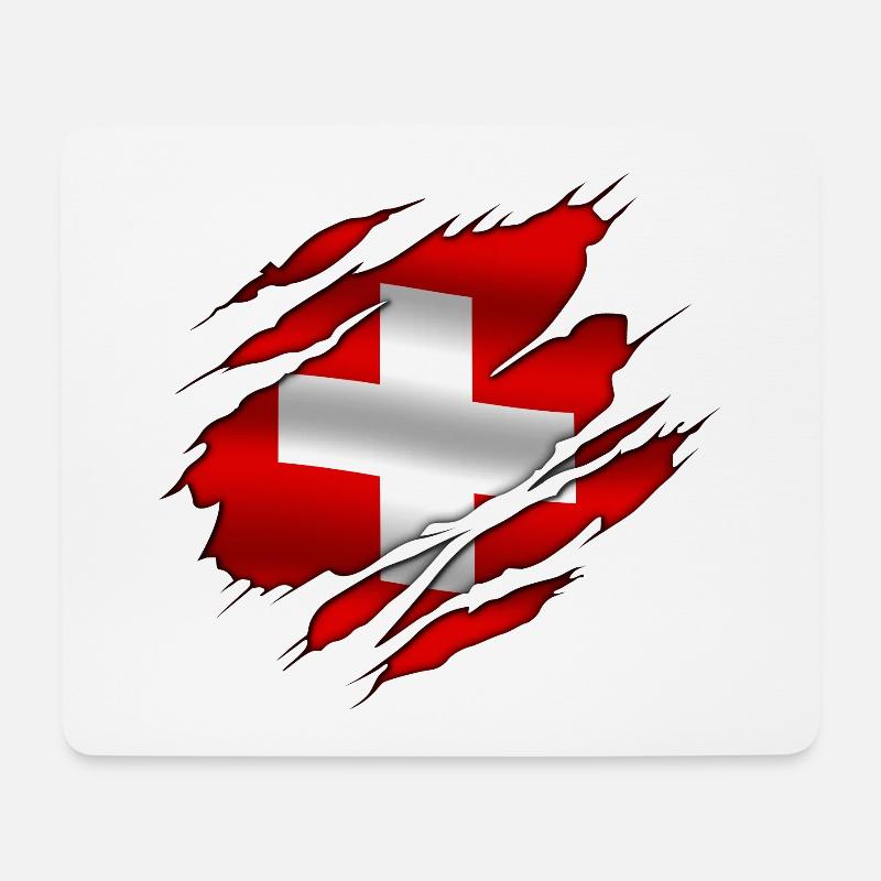 Schweiz - Schweiz - Schweiz - zerrissene Flagge - Mousepad (Querformat) - Weiß