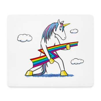 Rainbow Rock – Unicorn with Rainbow Lightning - Mouse Pad (horizontal) - white - Front