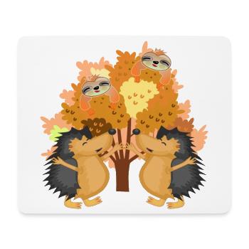 HERBST IGEL FAULTIERE - Mousepad (Querformat) - Weiß - Vorne