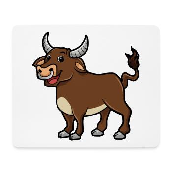 Bull Cartoon Illustration Kawaii pour les enfants - Tapis de souris (format paysage) - blanc - Devant