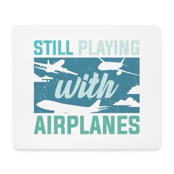 Un pilote qui joue toujours avec les avions - Tapis de souris (format paysage) - blanc - Devant