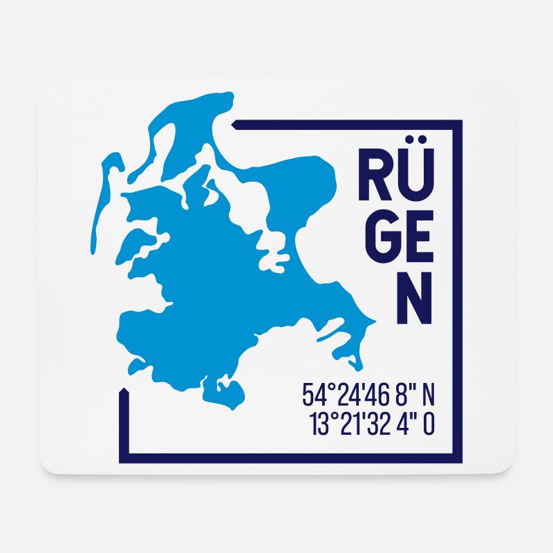 Rügen | Landkarte Minimalistisch Kontur - Mousepad (Querformat) - Weiß