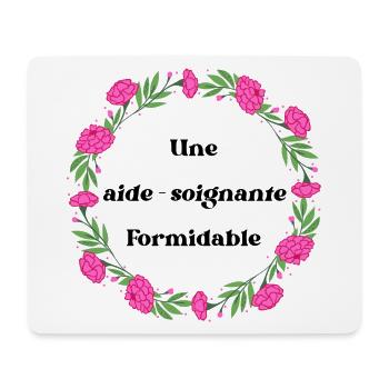 Une aide soignante formidable - couronne de fleurs - Tapis de souris (format paysage) - blanc - Devant