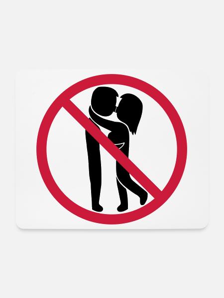 Küssen verboten Schild - Mousepad (Querformat) - Weiß
