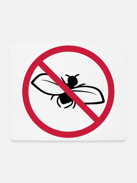 Fliege Verboten Schild - Mousepad (Querformat) - Weiß