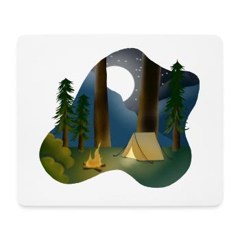 Moonlit night in forest camping - Mouse Pad (horizontal) - white - Front