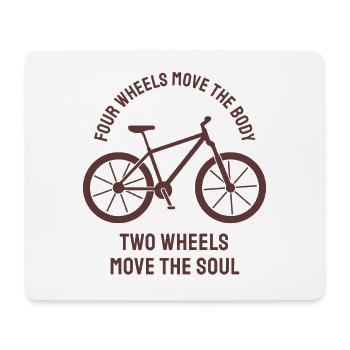 Citation drôle de vélo : Deux roues bougent l’âme - Tapis de souris (format paysage) - blanc - Devant