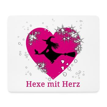 Hexe mit Herz Motiv - Mousepad (Querformat) - Weiß - Vorne