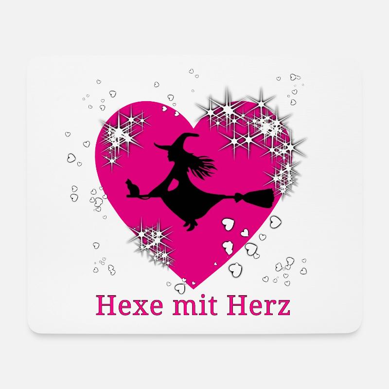Hexe mit Herz Motiv - Mousepad (Querformat) - Weiß