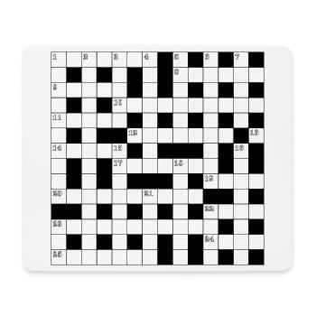 Retro Black White Crossword Puzzle Pattern - Mouse Pad (horizontal) - white - Front